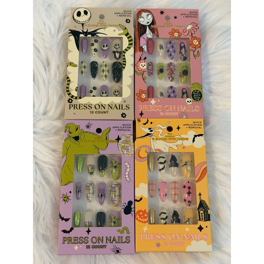 Disney Nightmare Before Christmas Press On Nails 4 Pack Jack Sally Oogie Zero